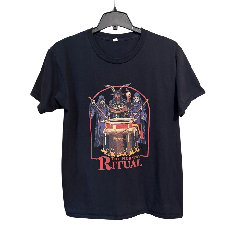 The Morning Ritual Coffee Demons Black  S/S T-Shirt Sz Large Spooky Halloween